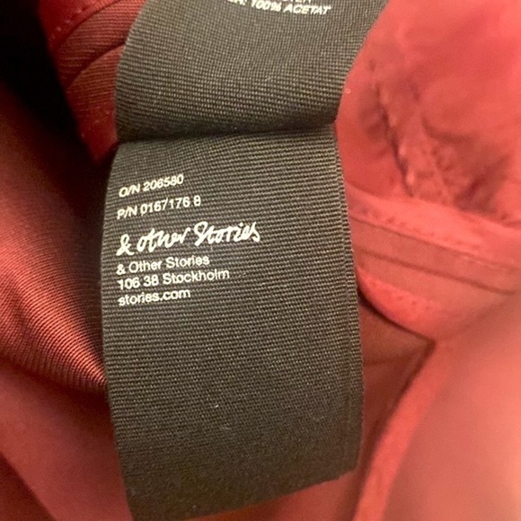 NWOT Women’s & Other Stories Cranberry Color Front Slit with Insert Lined Skirt - Picture 9 of 9